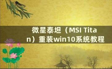 微星泰坦（MSI Titan）重装win10系统教程